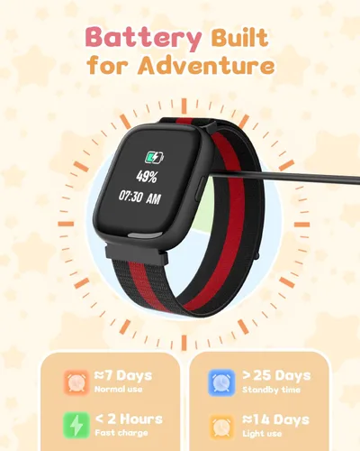Vista 7 de Reloj inteligente para niños sin necesidad de teléfono ni aplicación, reloj de seguimiento de actividad física de 1.83" con podómetro, contador
