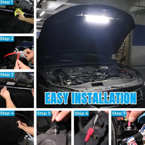 Vista 5 de GraceYou - Kit de luces LED para debajo del capó, impermeable, 12 V, luces LED para automóvil, barras, capó de automóvil, luces de inspección