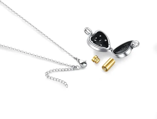 Vista 3 de Collar de urna de corazón para cenizas, cremación, joyería conmemorativa, soporte que se puede abrir, colgante para familia, madre, madre, mujer