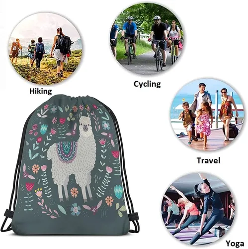 Vista 7 de Bolsas con cordón de llama, mochila y bolsa de gimnasio con cordón, Multi-a178, Mochilas de viaje