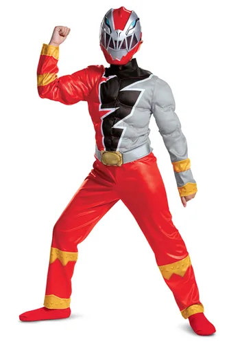 Vista 10 de Disfraz de Power Rangers Dino Fury Ranger Rojo para Niños Multicolor