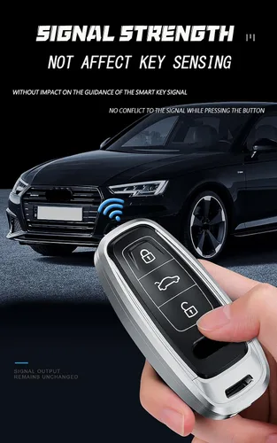 Vista 7 de ontto Carcasa ligera y duradera para llave de automóvil, funda de metal para llave de automóvil, protector de llave de resina compatible con Audi A3