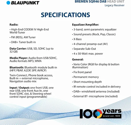Vista 3 de BLAUPUNKT Bremen SQR 46 DAB Retro Car Stereo 80s Classic Bluetooth USB SD AUX - Negro