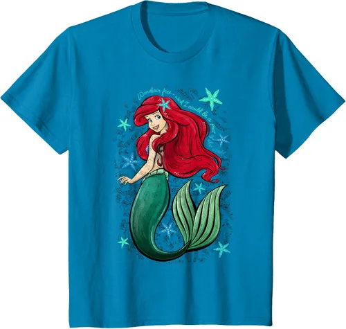 Vista 5 de Disney The Little Mermaid - Camiseta con notas musicales de Ariel, talla S Blanco