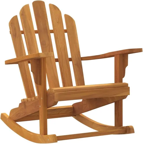 Vista 3 de Garden Adirondack Rocking Chair, Natural Teak Solid Wood, 39.4" Long Outdoor Patio Chair, Weather-Resistant Porch Seating for Relaxing Outdoor
