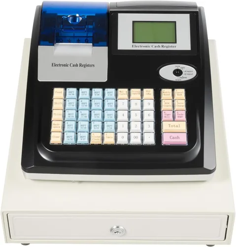 Vista 7 de Caja registradora electrónica para pequeñas empresas con cajón de efectivo, pantalla LED digital orientada al cliente, impresión térmica de recibos