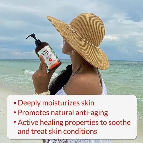 Vista 5 de Coco Fiji Loción facial y corporal infundida con aceite de coco, loción para piel seca, crema facial hidratante y loción de masaje para mujeres