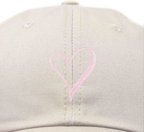 Vista 2 de Gorra de béisbol bordada para mujer con diseño de corazón dibujado a mano