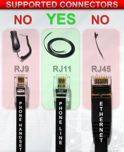 Vista 3 de Cable telefónico RJ11 de 1 pie – Cable de teléfono fijo de 4 cables de grado profesional, 100% cobre, chaqueta de PVC resistente, contactos dorados