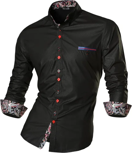 Vista 54 de jeansian - Camisas de manga larga de ajuste entallado para hombre (8397), con botones, informales y de vestir.