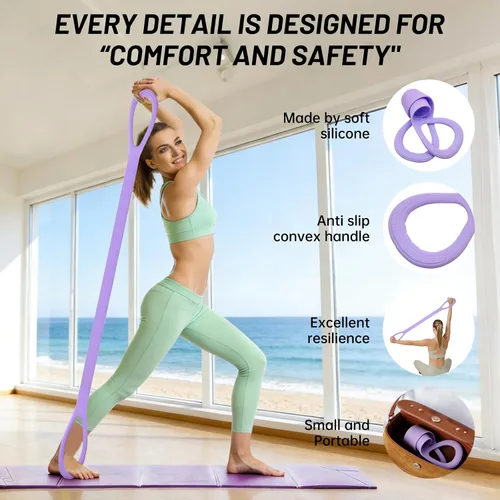 Vista 4 de Figura 8 bandas de ejercicio, banda de resistencia de 8 formas, juego de 3 bandas de resistencia para brazos con asas para entrenamiento, brazo