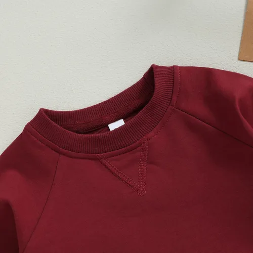 Vista 5 de Sudadera unisex de algodón de color sólido para bebé, camiseta de manga larga con cuello redondo