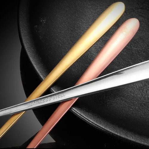 Vista 8 de 4 cucharas de mango largo, cucharas de acero inoxidable de grado alimenticio, cuchara de café para té helado, cucharas doradas, cucharas de mezcla