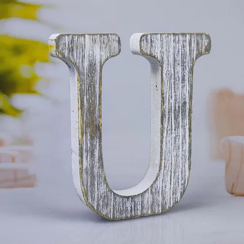 Vista 20 de Letras de madera rústica sin terminar de 6 pulgadas para decoración de pared, letras decorativas de pie en rodajas, decoración de tablero