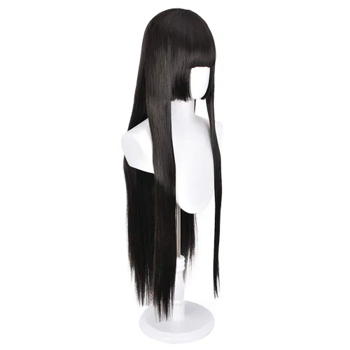 Vista 4 de Soyusunny Peluca larga y recta negra para cosplay, disfraz de Halloween, pelucas para mujer