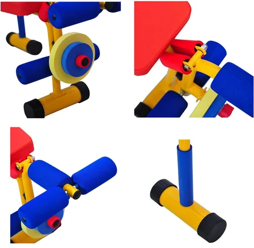 Vista 5 de Kids Fun And Fitness - Juego de mancuernas ajustables, juego de banco de pesas ajustable, adecuado para niños de 6 a 9 años en jardín de infantes