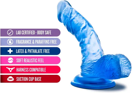 Vista 2 de Blush Novelties B Yours Sweet n' Hard 8 - Consolador curvo estimulante suave de 6 1/2 pulgadas, flexible, sin fragancia, sensación realista