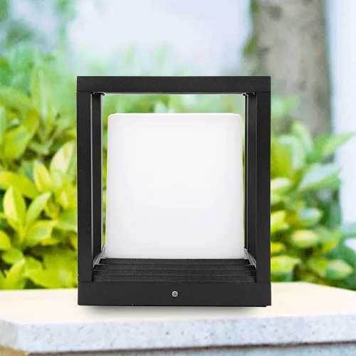 Vista 4 de Linterna de pilar negra, iluminación de cubierta de piscina, lámpara impermeable para poste de luz, luces de aluminio para exteriores con pantalla