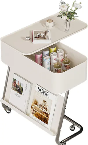 Vista 3 de Mesa Auxiliar Sofá Salon con Ruedas Mesa Para Cama Pequeña Mesita Portatil Bandeja Sofá Mesas en C para Espacios Pequeños Multifuncional para Sala