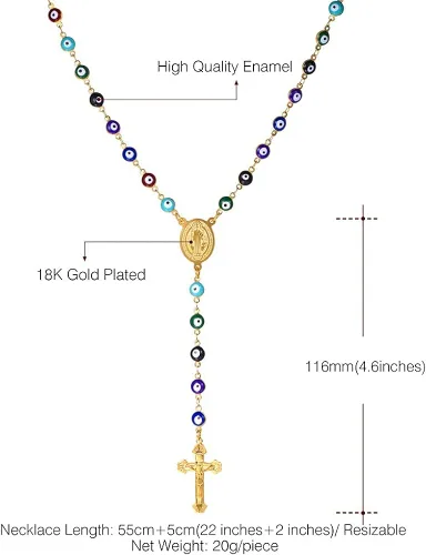 Vista 5 de U7 Catholic Gift Stainless Steel 18K Gold Plated Coin MedalCrucifix CrossVirgin MaryRosary Necklaces for Women Men