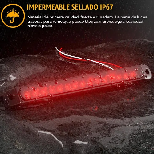 Vista 5 de PSEQT - Barra de luces LED para remolque de 10" rojo, luces traseras de freno, luces de identificación de parada y giro, tira de luz de remolque