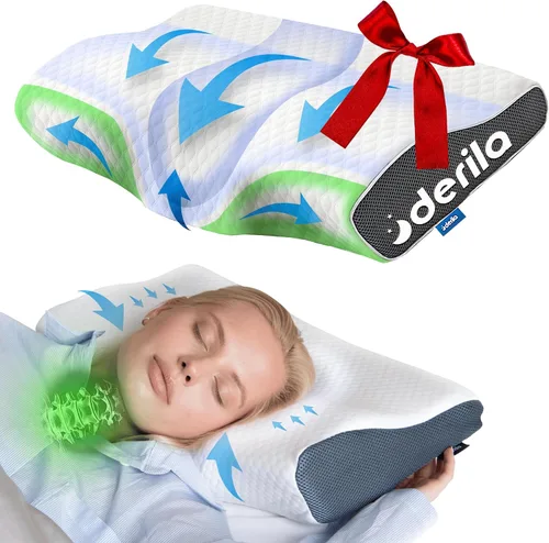 Vista 11 de Derila Almohada Cervical para el Cuello para Dormir - Almohada de Soporte para Espalda, Estómago, Durmientes de Lado, Almohadas de Espuma