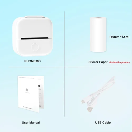 Vista 7 de Phomemo Impresora de etiquetas - Impresora mini de etiquetas adhesivas, máquina portátil sin tinta T02, creadora de fotos térmica Bluetooth