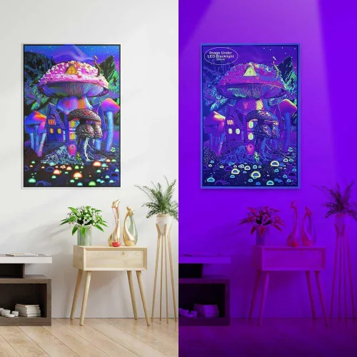 Vista 4 de Studio B Mushroom House - Póster no flocado con luz negra, 24 x 36 pulgadas