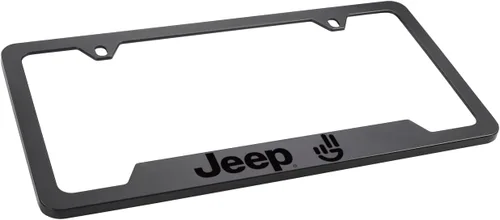 Vista 4 de Marco para matrícula de Jeep Wave, cantidad 1 incluida (metal negro)