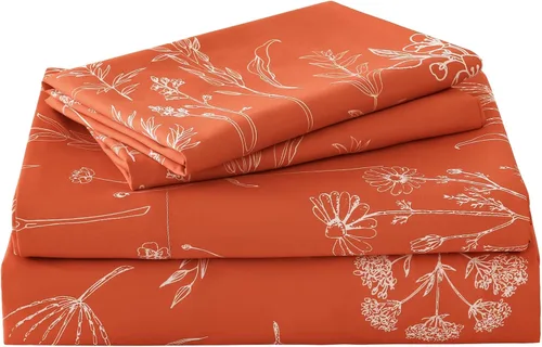 Vista 55 de Yibeizi - Juego de sábanas con estampado floral para cama de tamaño queen, sábanas de microfibra con patrón botánico boho, fundas para almohada