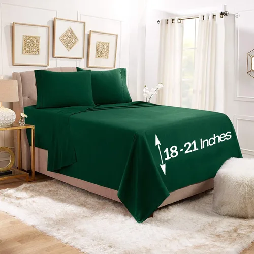 Vista 46 de Empyrean - Juego de 4 sábanas bajeras de bolsillo extra profundo de 110 GSM, juego de 4 sábanas de bolsillo extra profundo de 110 GSM, sábanas