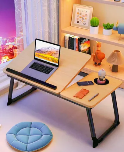 Vista 3 de Mesa portátil ajustable para cama, mesa de cama para portátiles, soporte para portátil para camas, escritorio de regazo plegable para portátiles