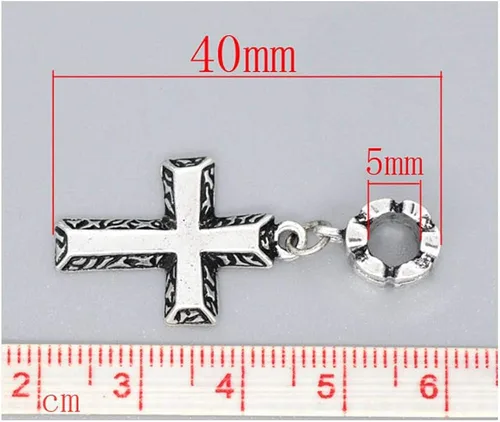 Vista 3 de Sexy Sparkles Dijes para pulseras espaciadores colgantes cruzados estilo europeo compatible, Aleación de metal de zinc