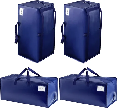 Vista 65 de VENO Paquete de 6 bolsas de mudanza resistentes con correas de mochila, cremalleras y asas, bolsas de embalaje extragrandes para artículos