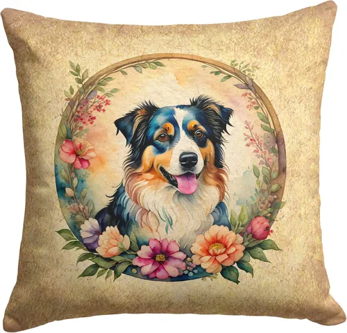 Vista 194 de Caroline's Treasures DAC2072PW1414 Affenpinscher and Flowers - Almohada decorativa de tela, lavable a máquina, para interiores y exteriores