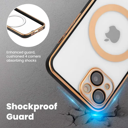 Vista 7 de ZCDAYE Funda magnética para iPhone 13, iPhone 13 [compatible con MagSafe], [protector de lente] TPU suave transparente, galvanizado, a prueba