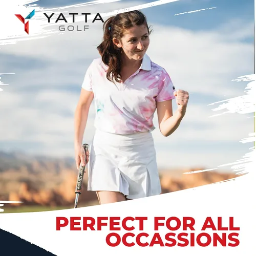 Vista 8 de YATTA GOLF Polo de golf para mujer resistente a las arrugas absorbe la humedad y cuello en V para mujer