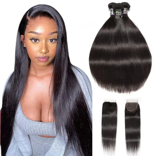 Vista 16 de Extensiones de cabello, liso, malasio, calidad 9A