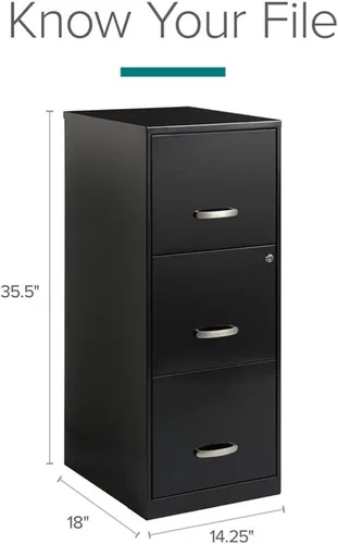 Vista 2 de Office Designs Cooper - Archivador de letras con 3 cajones, color negro