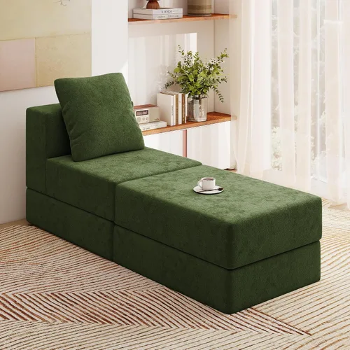 Vista 16 de Living&Giving Sofá seccional en forma de nube para sala de estar, sofá modular sin huesos con 1 otomano, el asiento central se puede combinar