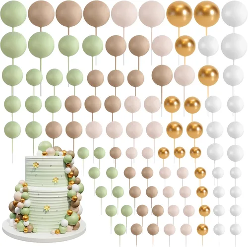 Vista 18 de 138 Piezas Bolas Doradas Decoraciones para Pasteles Decoraciones de Globos para Cupcakes Bolas de Espuma de Varios Tamaños para Decoración de Oro