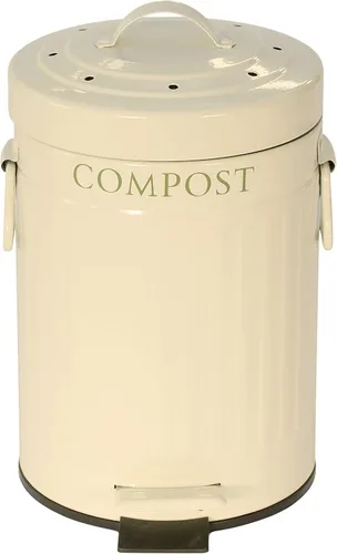 Vista 3 de KitchenCraft KCCOMPBIN - Papelera de cocina con pedal, metal, 3 litros, color crema