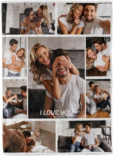 Vista 10 de Manta personalizada con collage de fotos, texto, mantas con imágenes personalizadas, regalos para cumpleaños, para madres, papás, manta de fotos