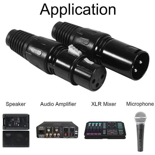 Vista 6 de DIANN 10pcs 3 Pin XLR Audio Jack Micrófono Conector - 5 Macho y 5 Hembra XLR Conectores