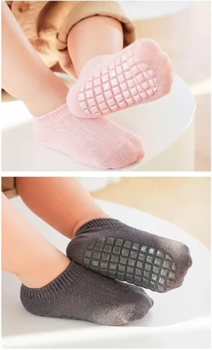 Vista 4 de Baby Boys Girls Non-Slip Socks Infants Toddler Combed Cotton Sock Cartoon Socks Anti-Slip Crew Socks