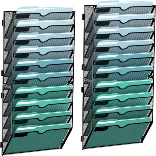 Vista 11 de SUPEASY Organizador de archivos de pared de 6 niveles, archivos de pared colgantes para papeles, carpetas, revistas, organizador de pared