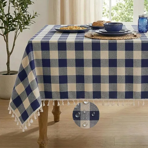 Vista 8 de Deep Dream Mantel rectangular para mesa, manteles rústicos impermeables de algodón y lino, manteles de estilo granja sin arrugas para fiestas