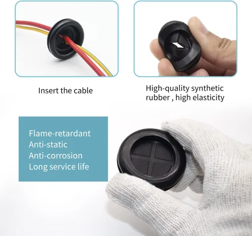 Vista 3 de Vrupin Kit Surtido de 66 Ojales de Goma, Tapones para Orificios de Taladro Cortafuegos Protección de Cables, 6 Tamaños 1-13/16" 1-1/2" 1" 7/8" 5/8