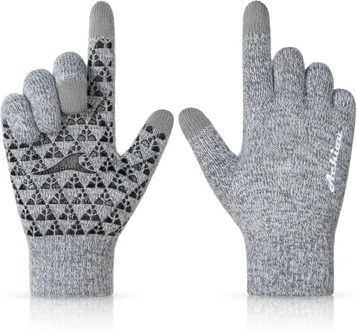 Vista 24 de Achiou Winter Gloves for Men and Women, Touchscreen Soft Knit Gloves Camello almendra