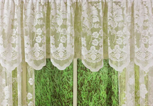 Vista 11 de Today's Curtain Cenefa de cortina de encaje floral con diseño de enredadera, 18", Marfil, 60 ancho x 18 largo